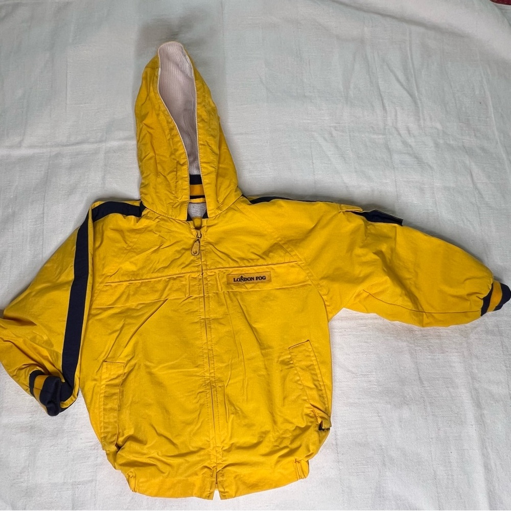 London Fog T4 Yellow Hooded Jacket with Black Accents